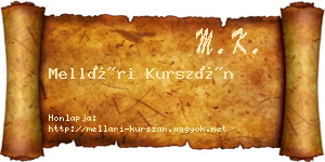 Mellári Kurszán névjegykártya